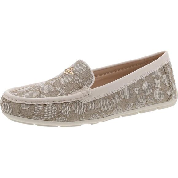 Coach Womens Marley Driver Beige Jacquard Flat Slip On Loafers Shoes New - Picture 1 of 3